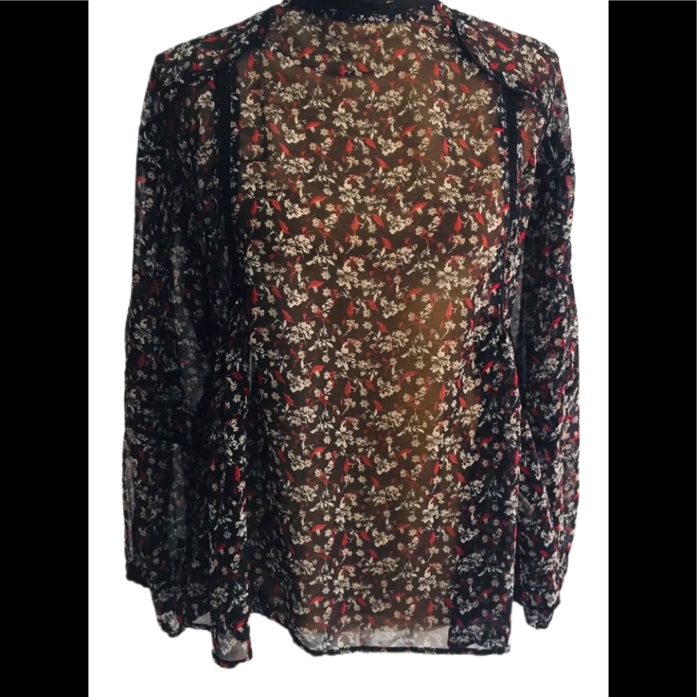 Zara Floral Print Peasant Blouse Balloon Sleeves - Picture 8 of 10